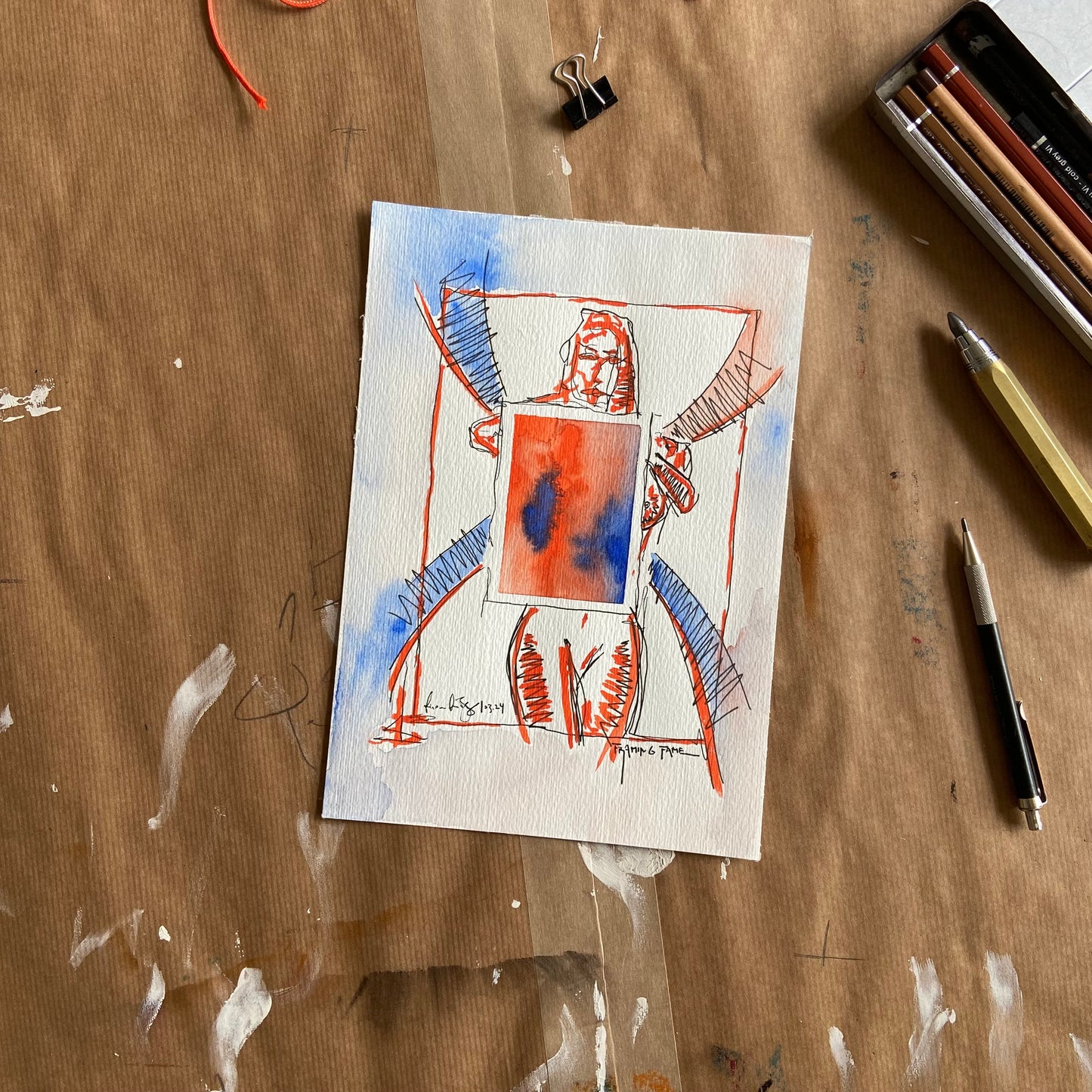 „Orange. Blue.“ - Original Art-Sketch